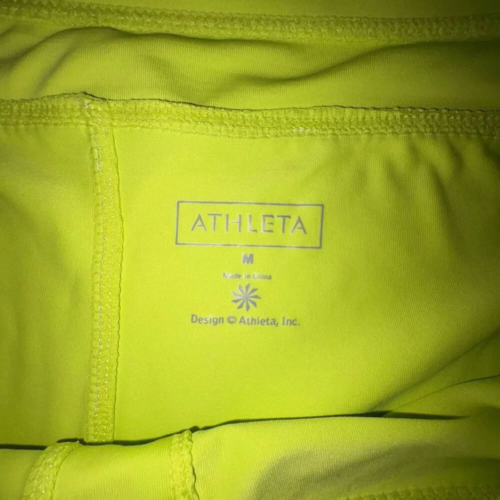 Athleta Neon Green Vital Swim Board Shorts Front Button Detail Size Medium